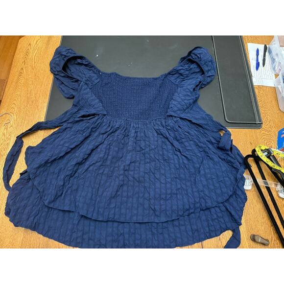 Simply Southern Dresses & Skirts - Simply Southern Fit & Flare Dress Smocked Navy Blue Puff Sleeve XL Women